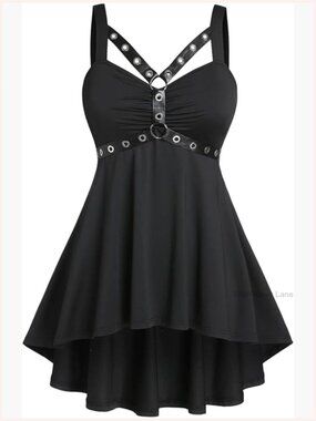 Plus Size Curve High Low Tank Top Gothic Sleeveless Strap